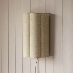 Fluted Natural Linen Wall Lamp