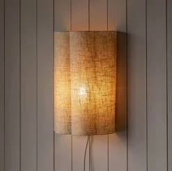 Fluted Natural Linen Wall Lamp