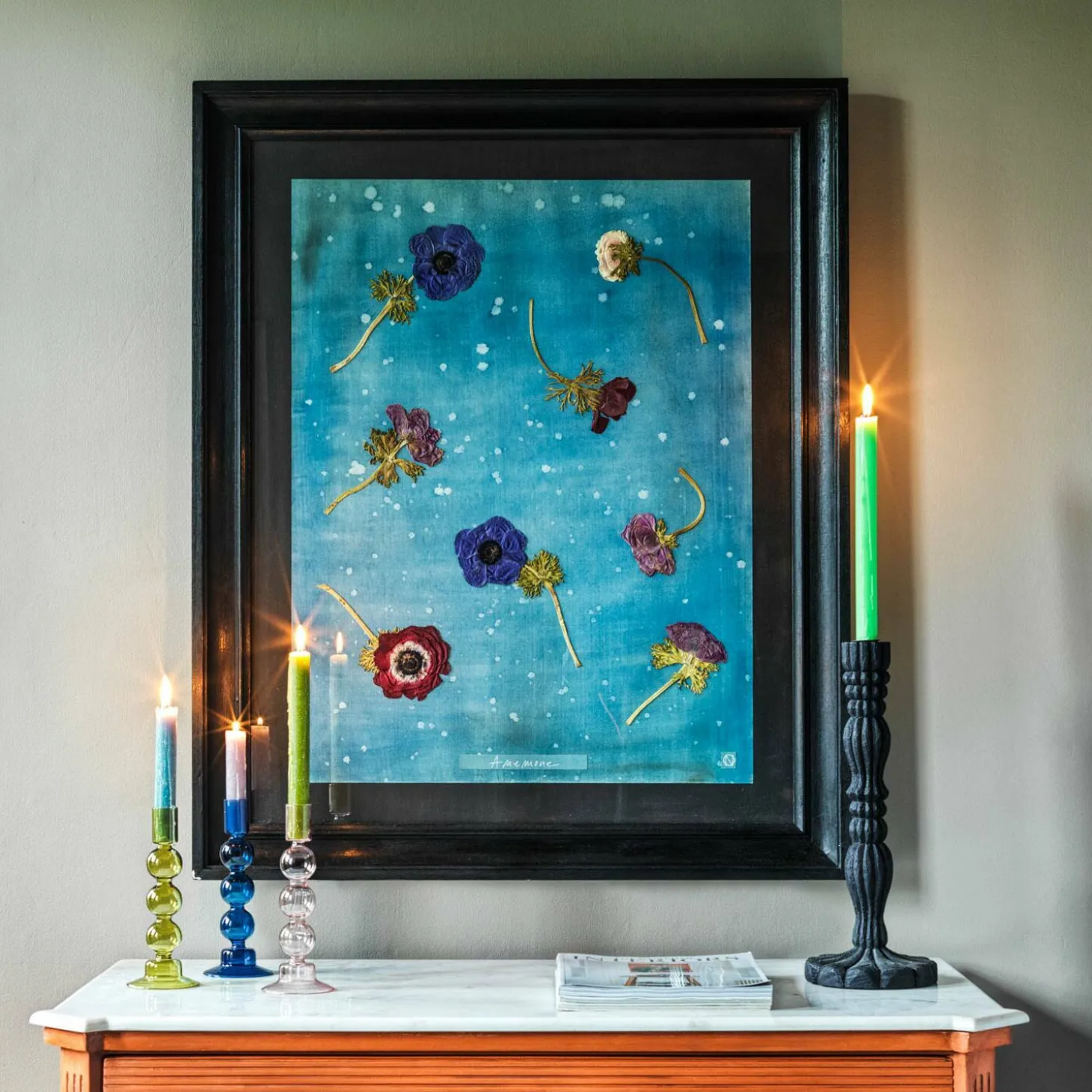Framed Anemone Pressed Flowers