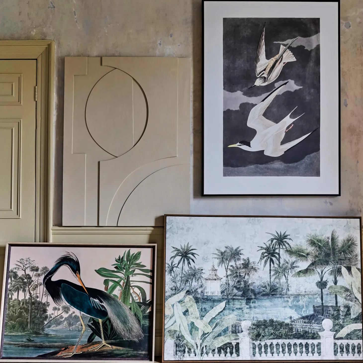 Framed Black Heron Landscape Print