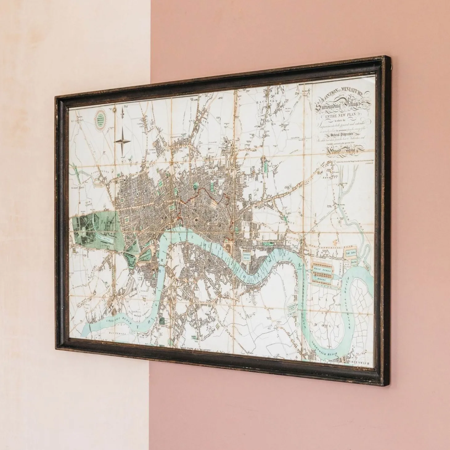 Framed River Thames Map