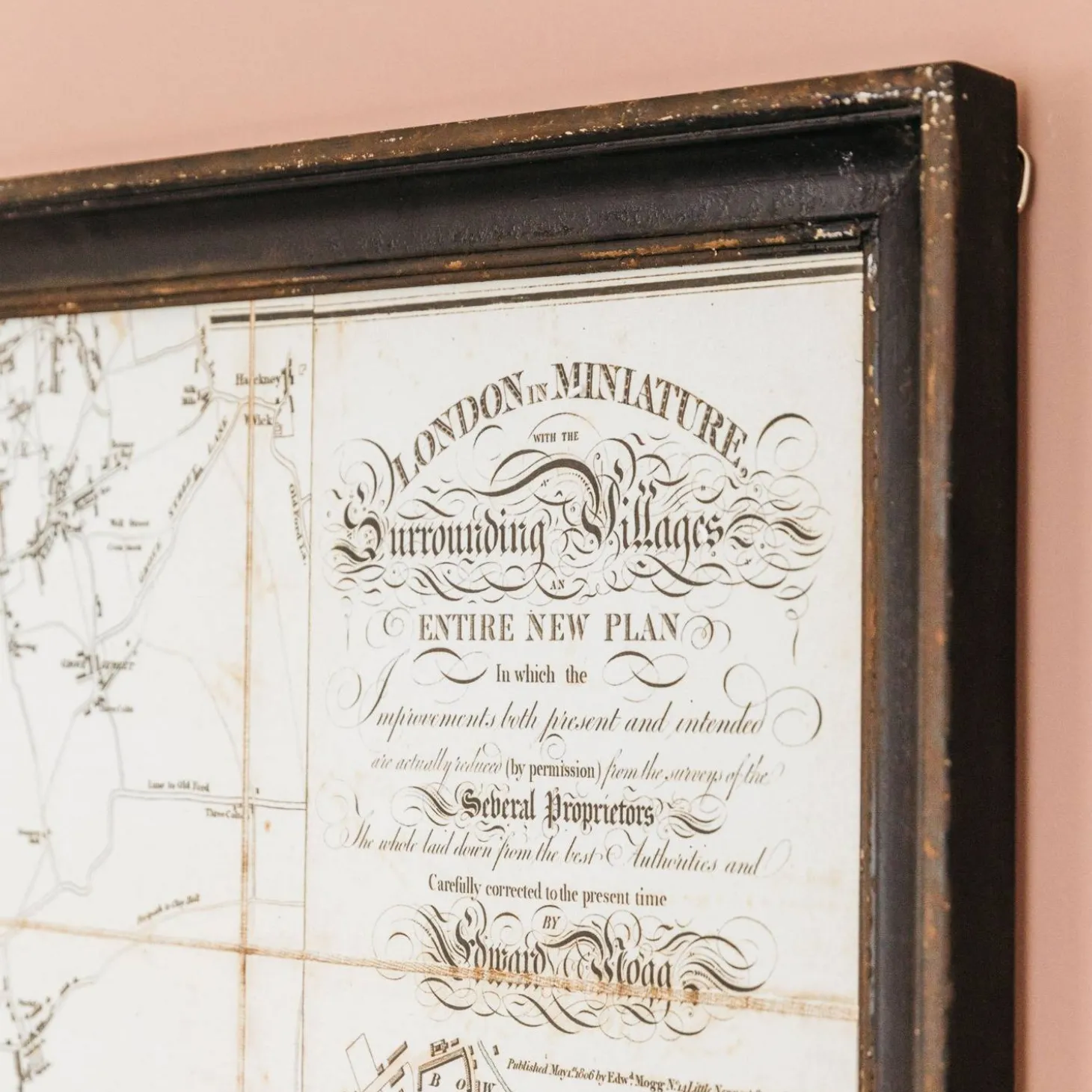Framed River Thames Map