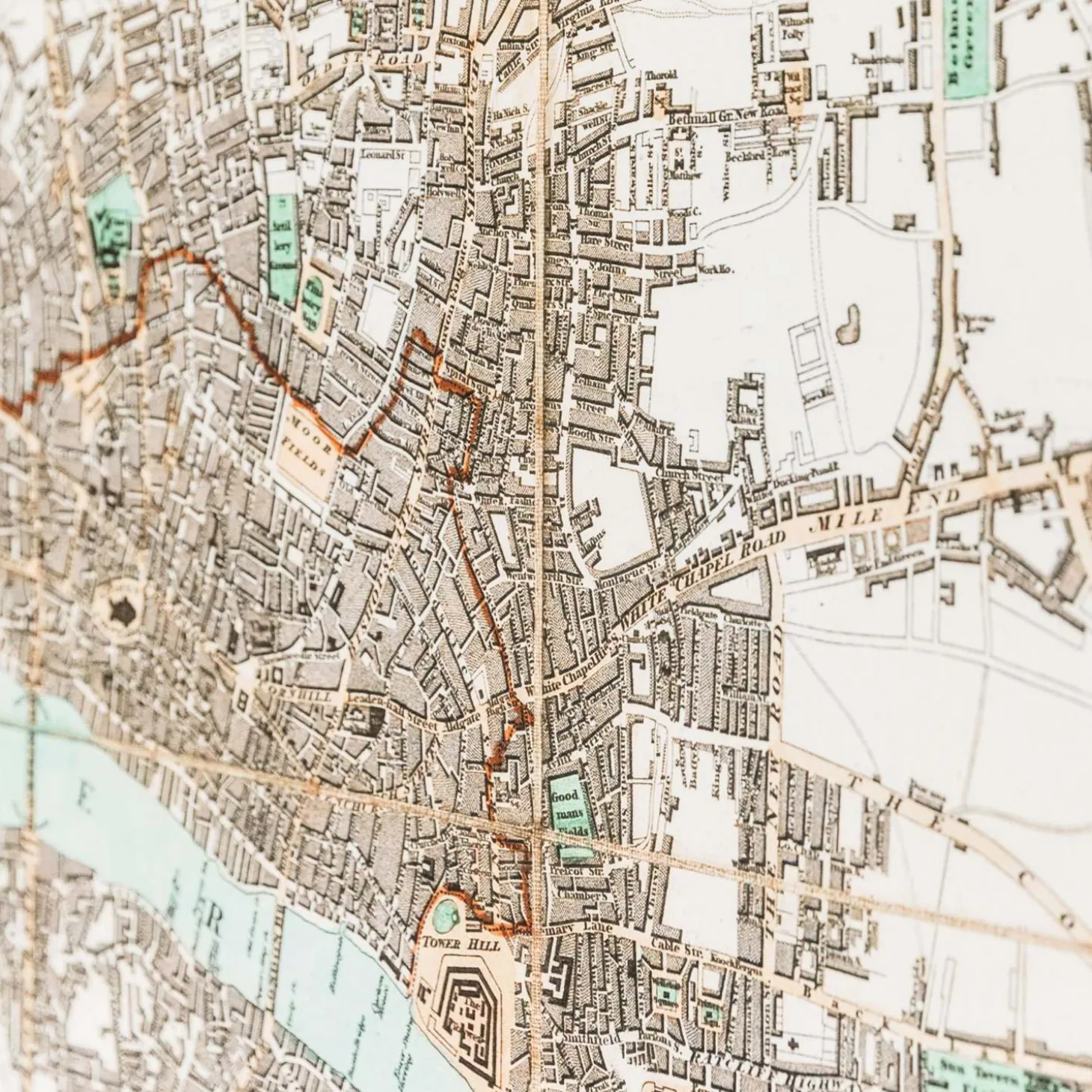Framed River Thames Map