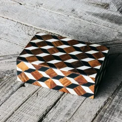 Geometric Black and White Bone Box