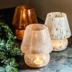 Glass Mushroom Tealight Holders