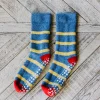 Gold and Blue Striped Slipper Socks