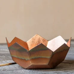 Gold and Copper Lotus Tea Light Holder