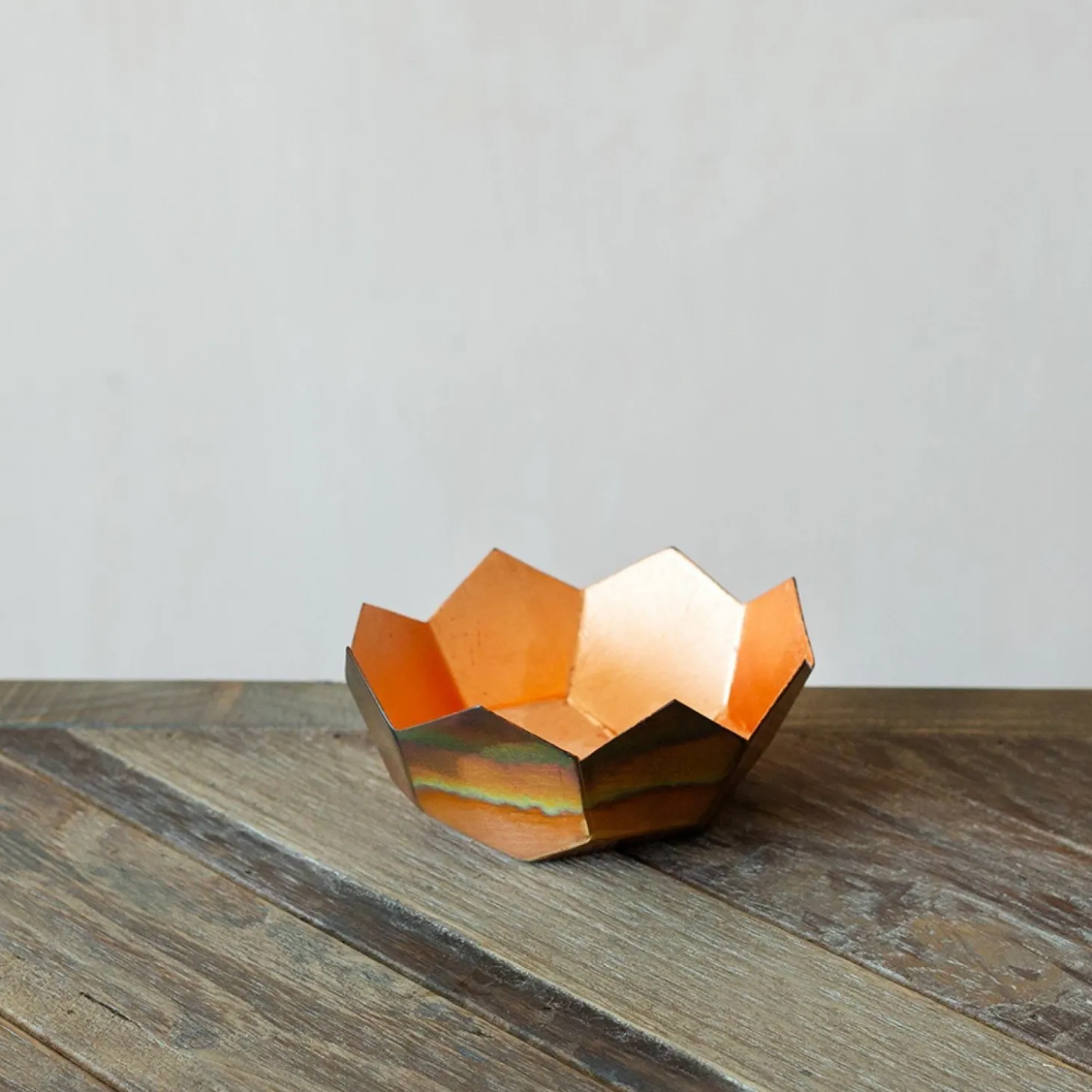 Gold and Copper Lotus Tea Light Holder