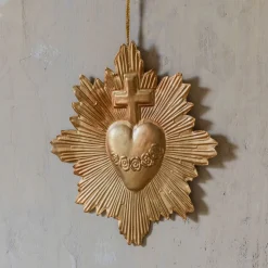Gold Heart and Cross Wall Decoration