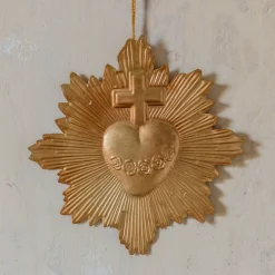 Gold Heart and Cross Wall Decoration