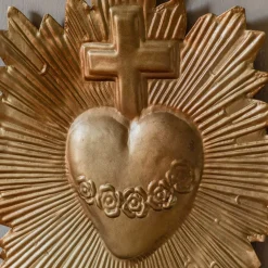 Gold Heart and Cross Wall Decoration