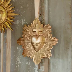 Gold Heart and Cross Wall Decoration