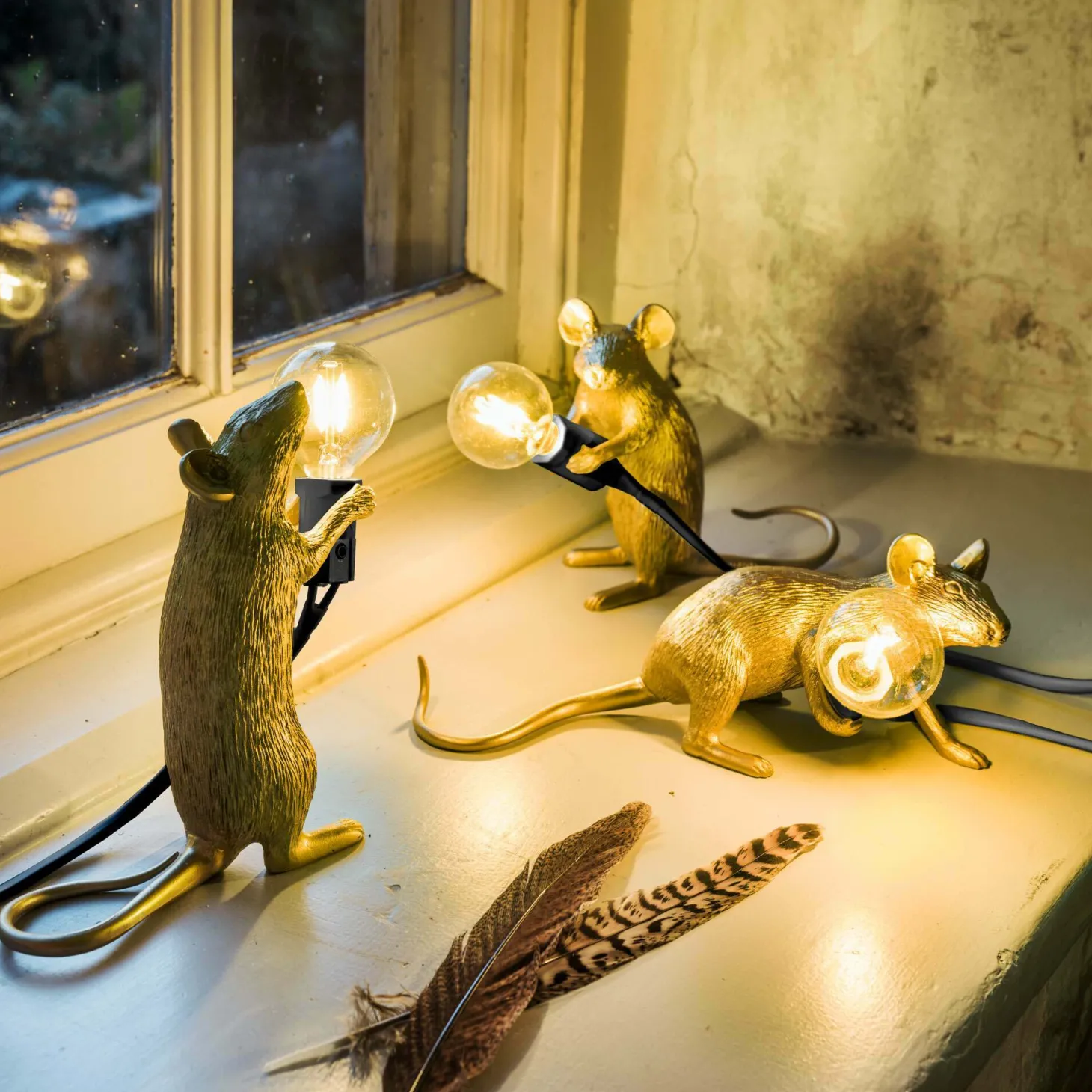 Gold Mouse Table Lamps