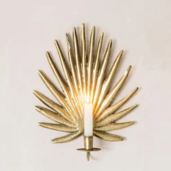 Gold Palm Candle Holder Wall Sconce