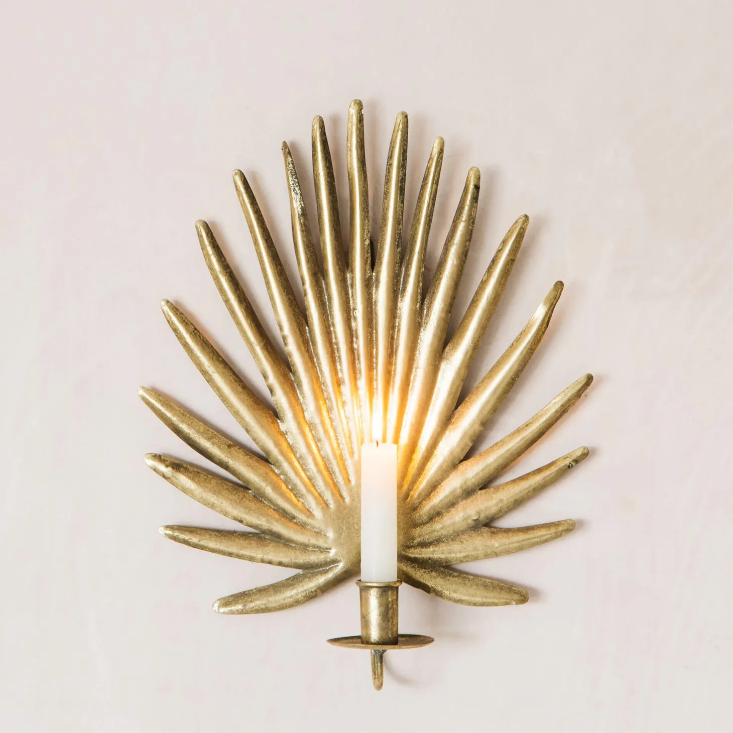 Gold Palm Candle Holder Wall Sconce