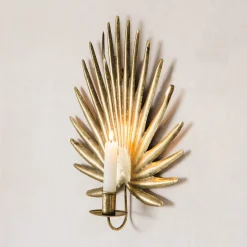 Gold Palm Candle Holder Wall Sconce
