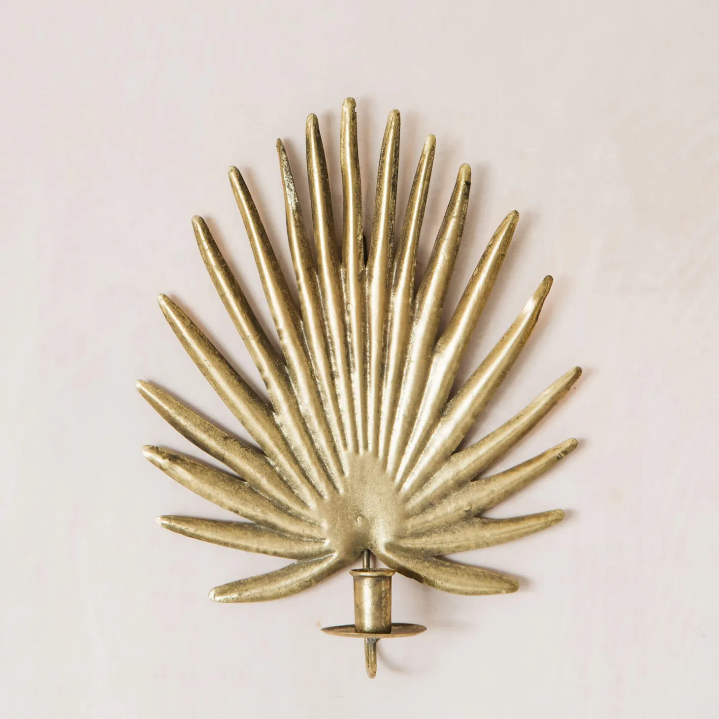 Gold Palm Candle Holder Wall Sconce