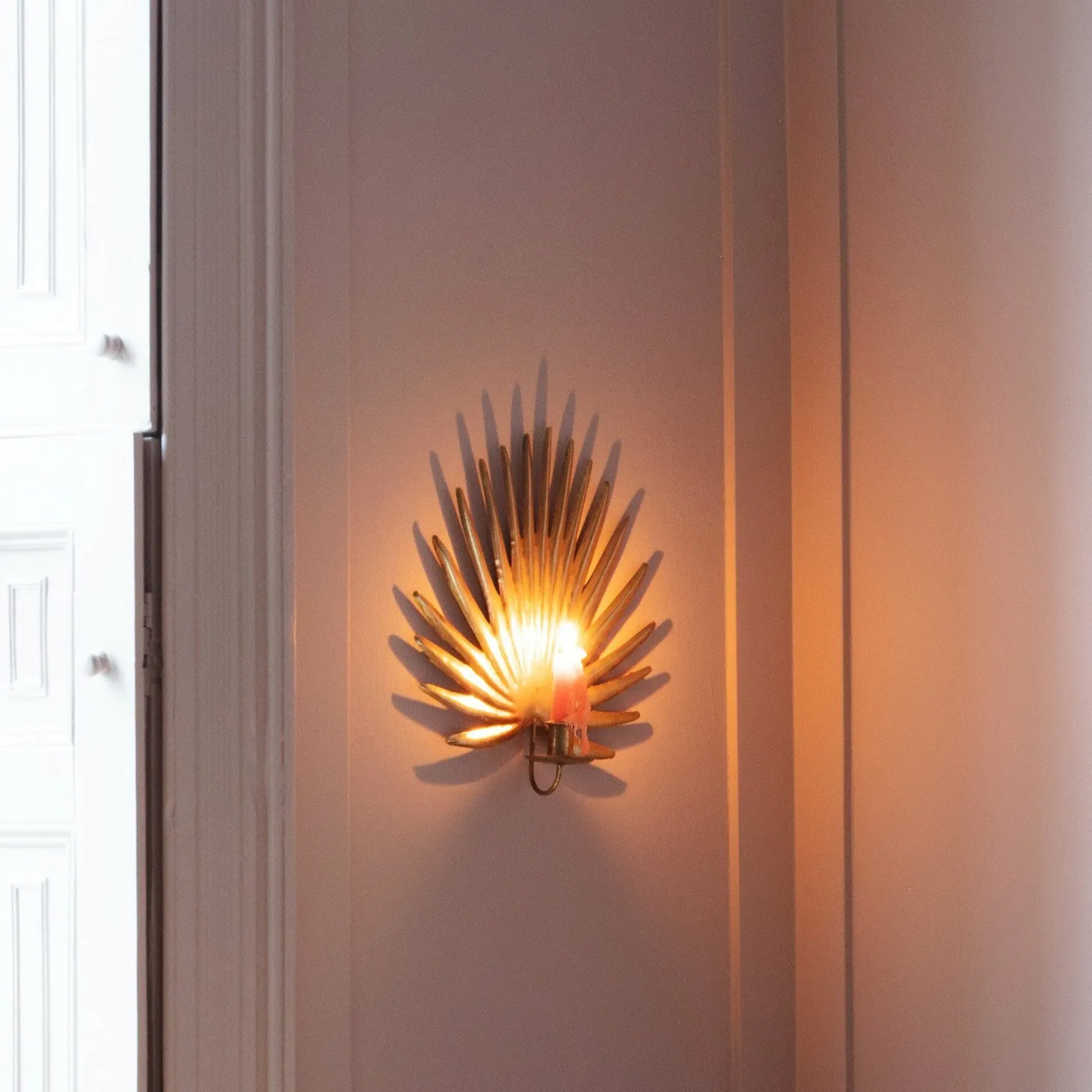 Gold Palm Candle Holder Wall Sconce