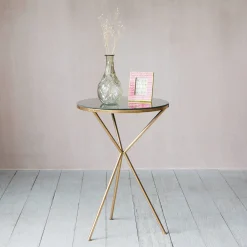 Gold Tripod Mirrored Table
