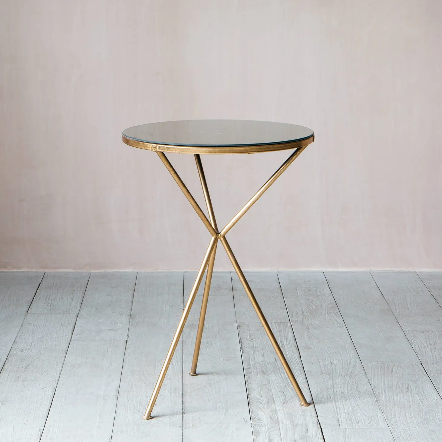 Gold Tripod Mirrored Table