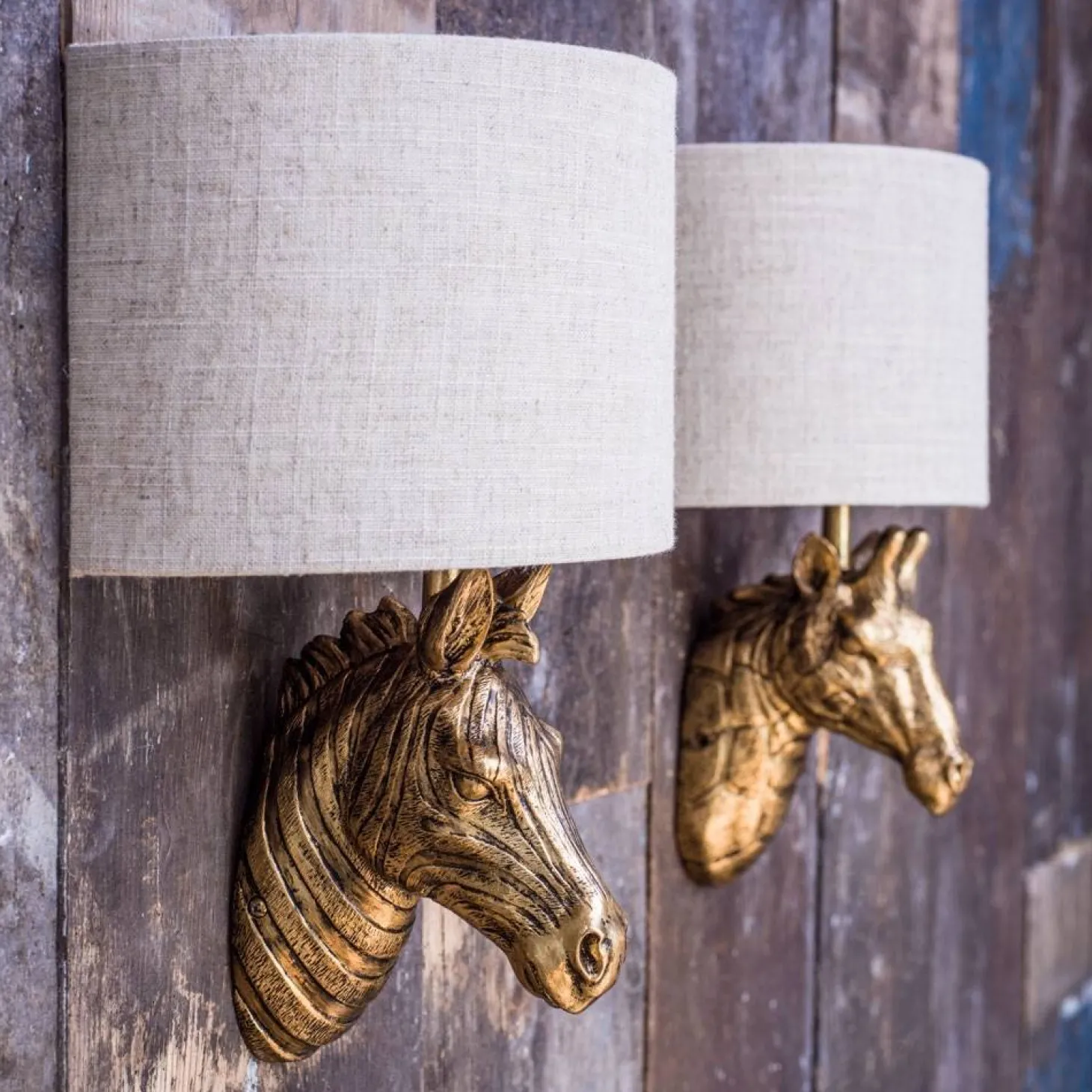 Gold Zebra Wall Light With Shade