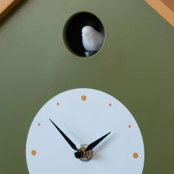 Green and Ochre Cuckoo House Wall Clock