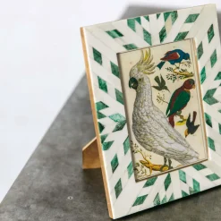 Green and White Aztec Bone Frame