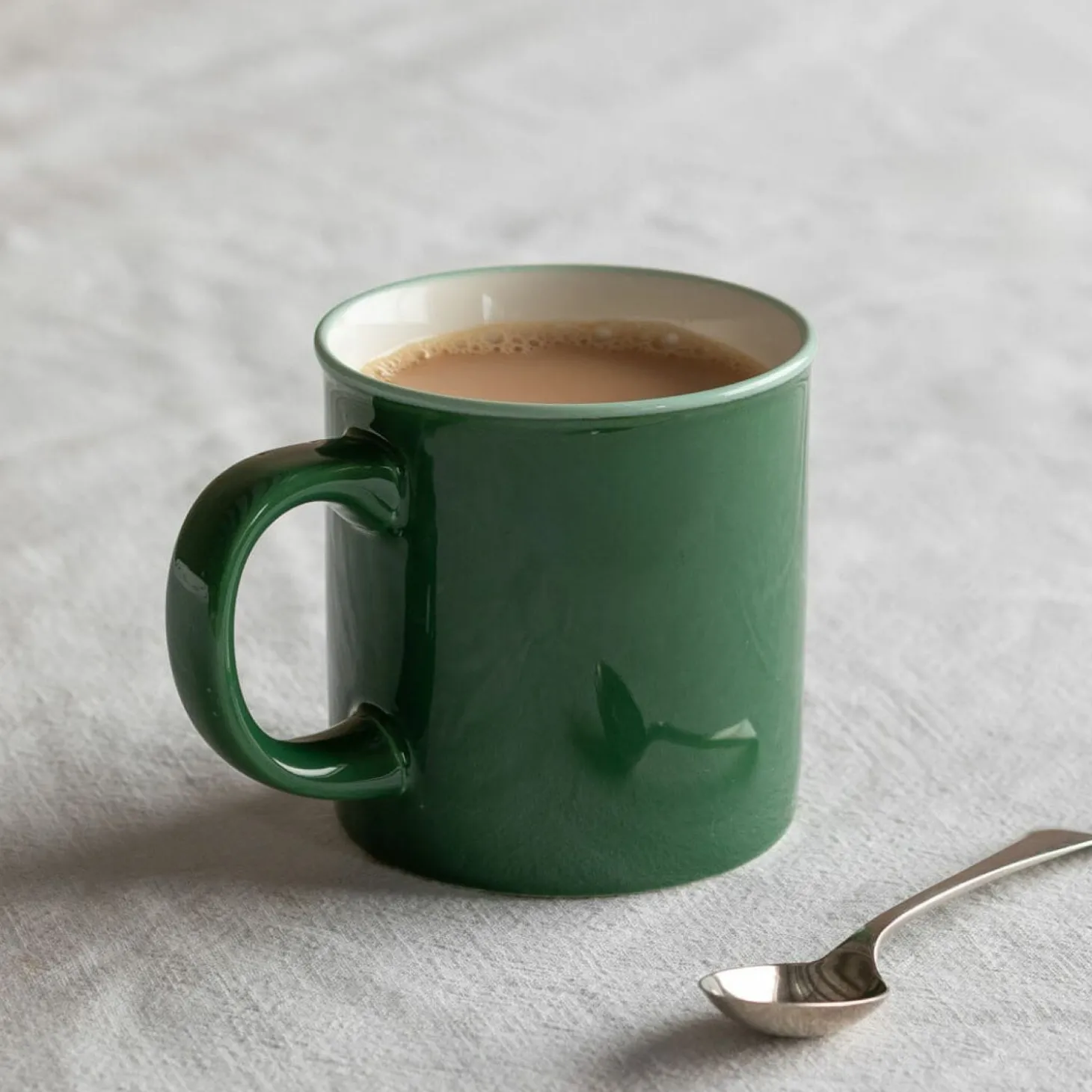 Green and White Ceramic Mug