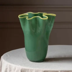 Green and Yellow Ruffle Vase - Large