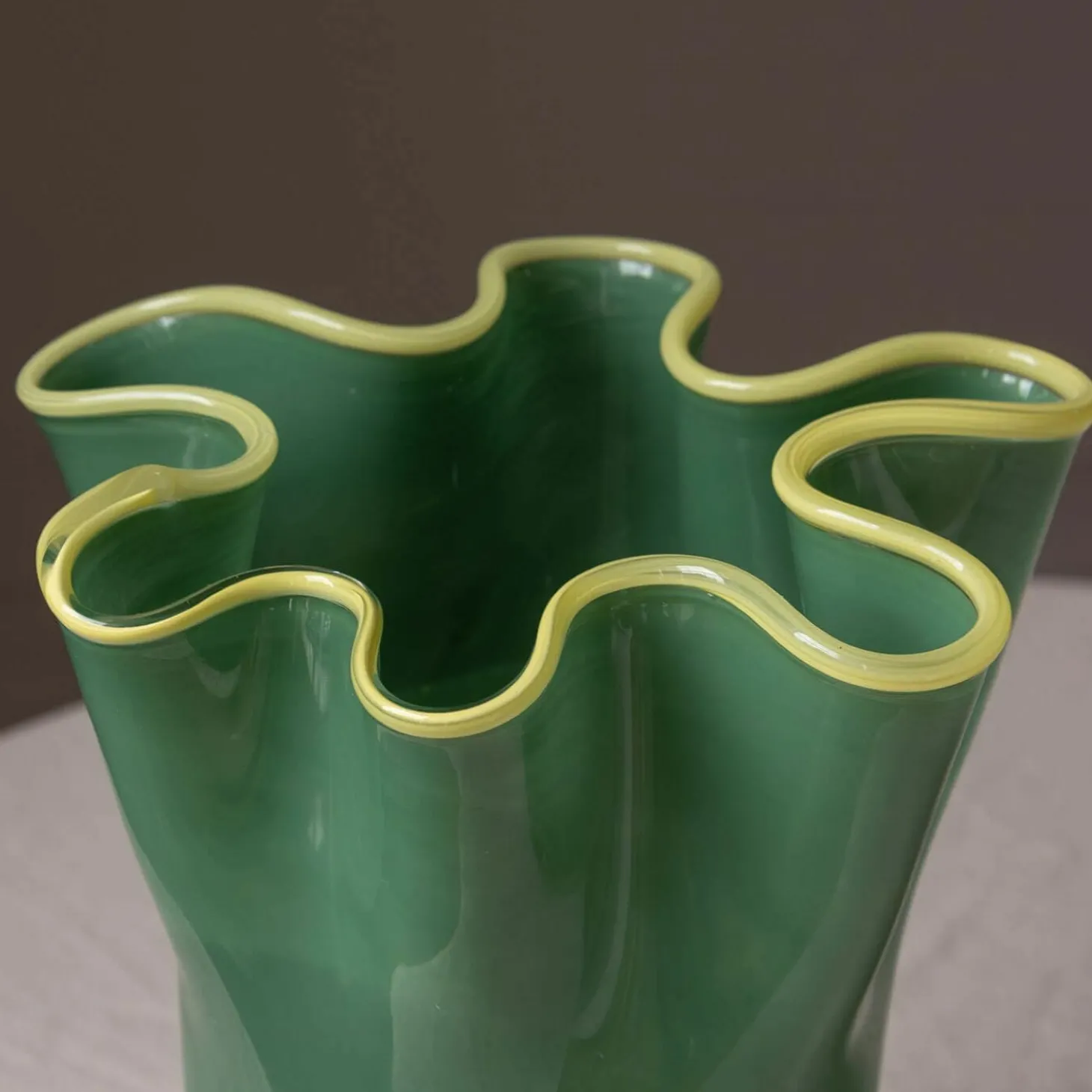 Green and Yellow Ruffle Vase - Large
