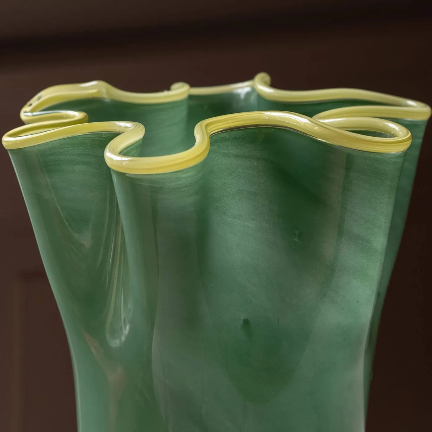 Green and Yellow Ruffle Vase - Large