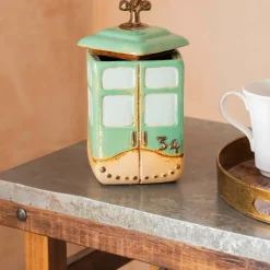Green Cable Car Cookie Jar