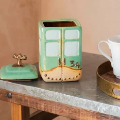 Green Cable Car Cookie Jar