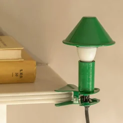 Green Enamel Mushroom Clip Lamp