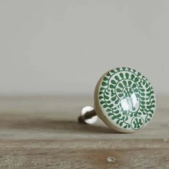 Green Floral Resin Knob