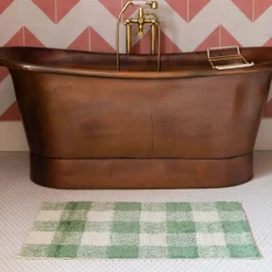 Green Gingham Tufted Bath Mat