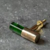 Green Glass and Brass Knob