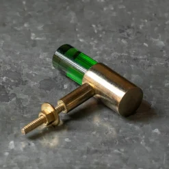 Green Glass and Brass Knob