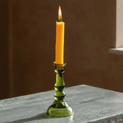 Green Glass Candle Holder