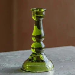 Green Glass Candle Holder
