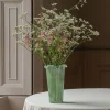 Green Glass Ruffle Vase