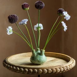 Green Glazed Ceramic Multi Stem Vase