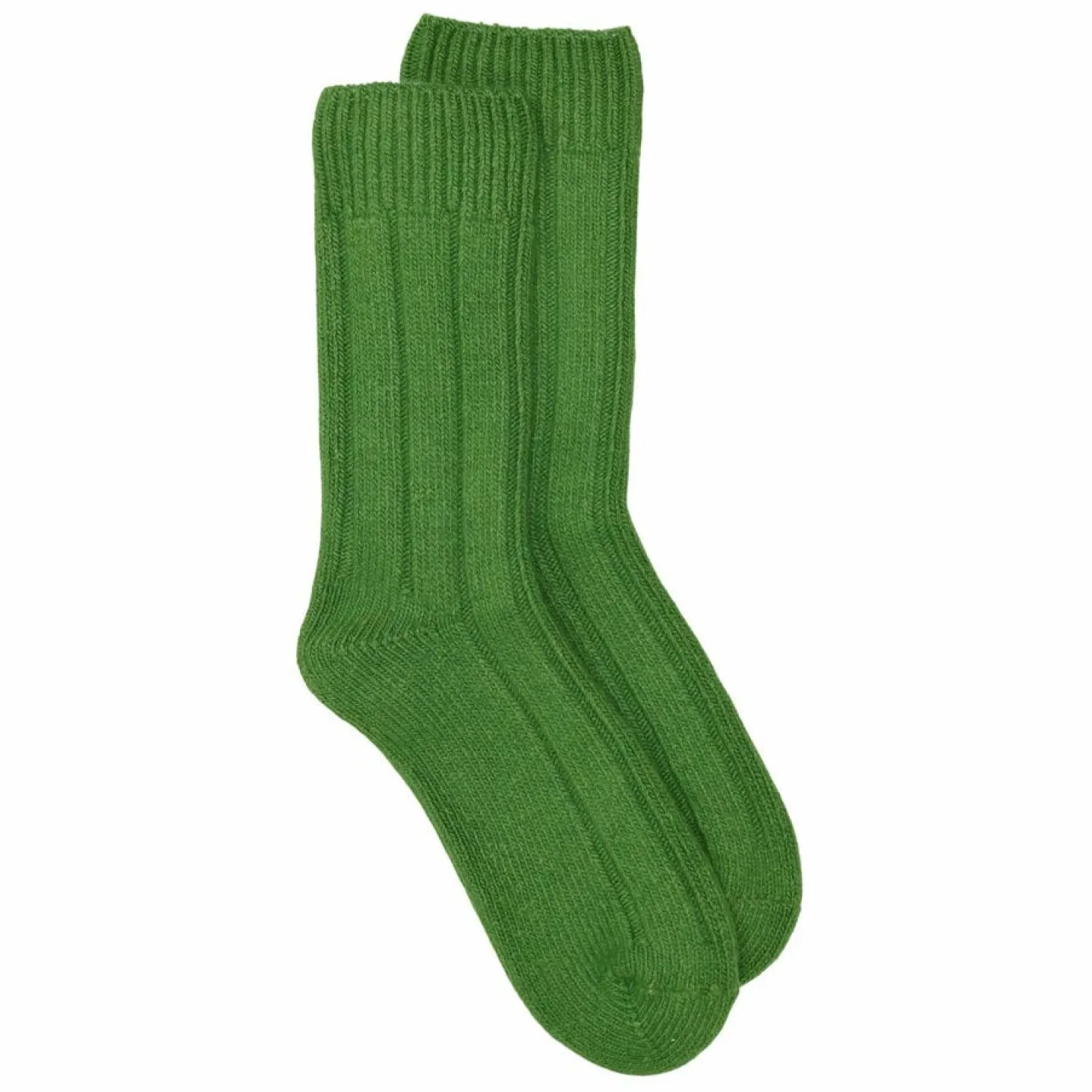 Green Plain Wool Socks