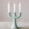 Green Stoneware Candle Holder