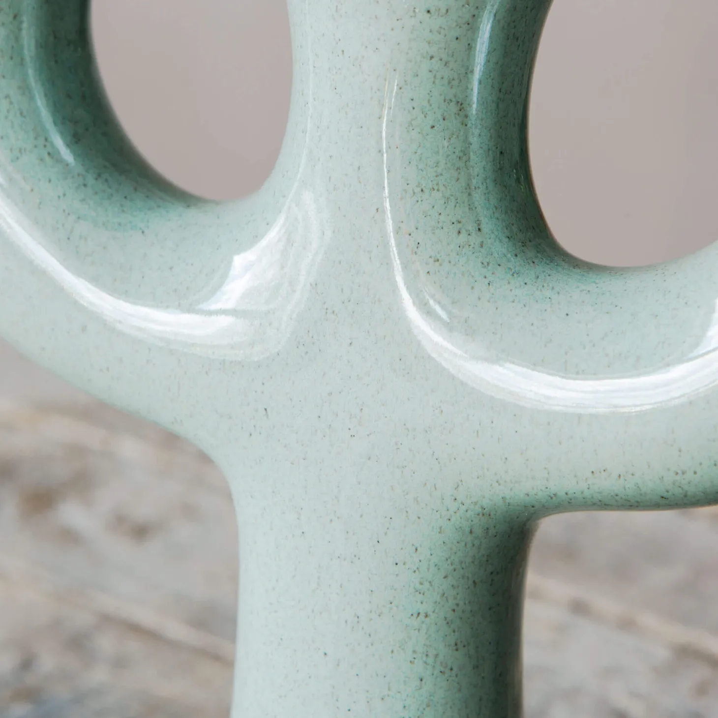 Green Stoneware Candle Holder