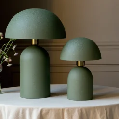 Green Textured Dome Table Lamps