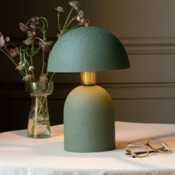 Green Textured Dome Table Lamps