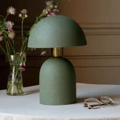 Green Textured Dome Table Lamps