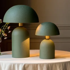 Green Textured Dome Table Lamps