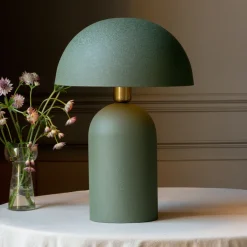 Green Textured Dome Table Lamps